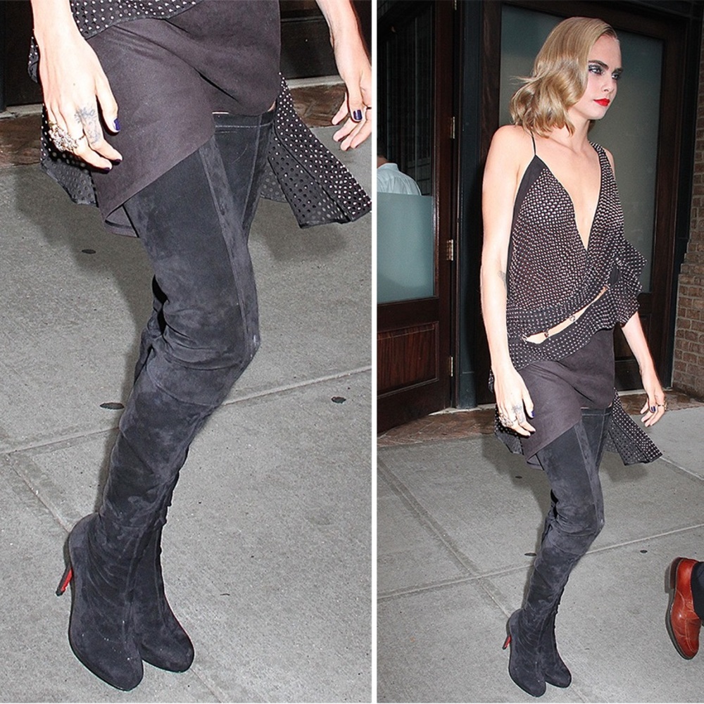 Christian Louboutin
Suede Calfskin Louise XI 120 Thigh High Boots 37.5